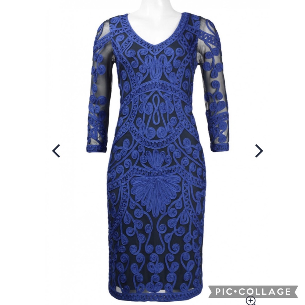 Js Collection V-neck long sleeves illusion dress